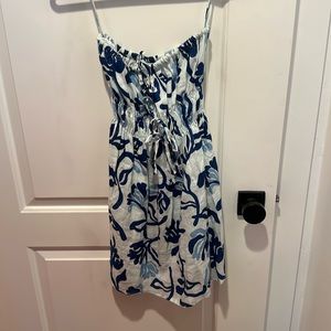 Faithfull the Brand Blue and White Mini Dress